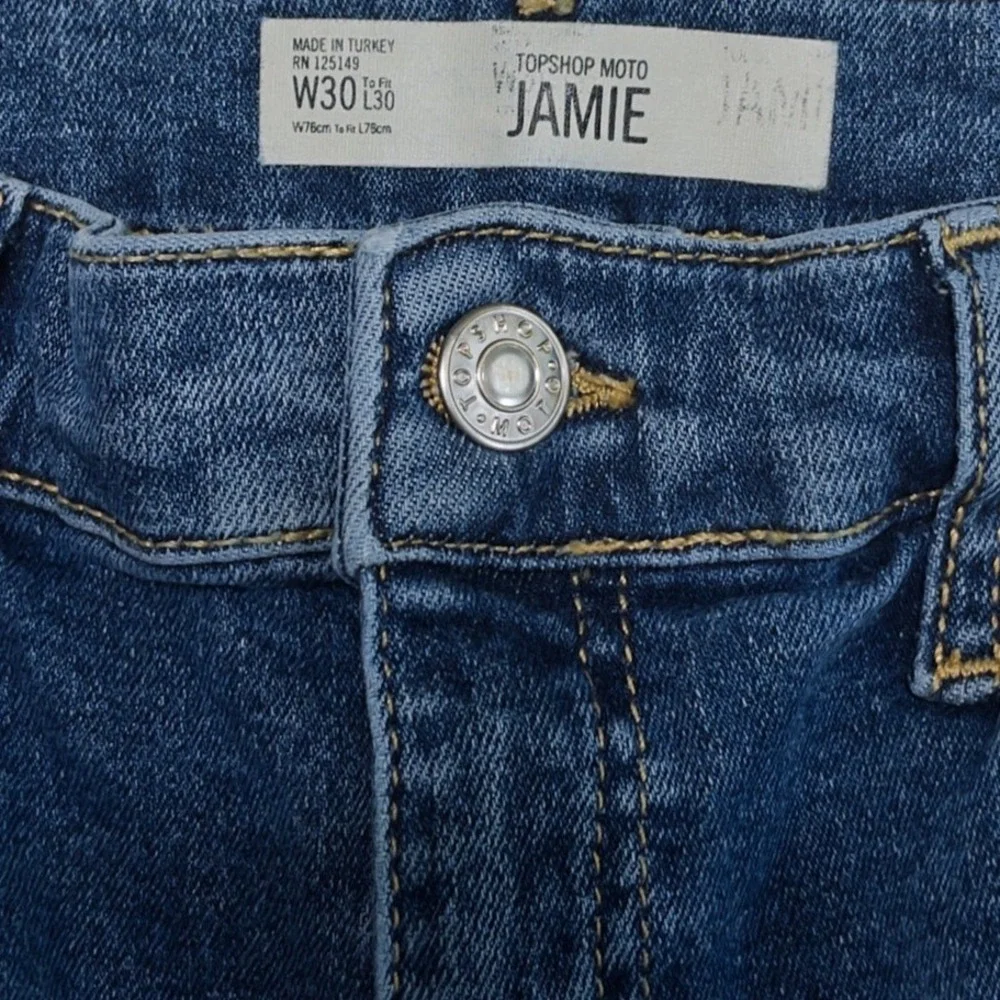 Topshop Moto Jamie skinny‎ jeans 30x30 Y2K streetwear glam festival side stripe